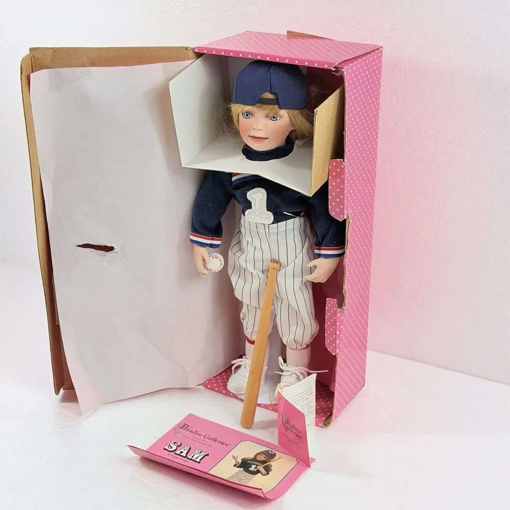 Vintage Paradise Galleries Sam Baseball Porcelain Doll Treasury Collection W COA
